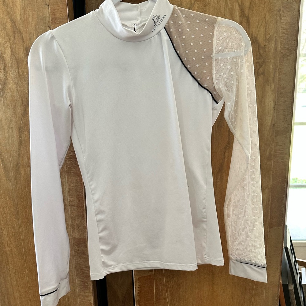 Cavalliera Modern Dame Long Sleeve Show Shirt White Size Small Like New!